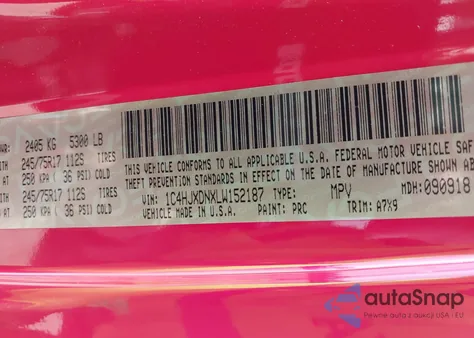 2020 Jeep Wrangler Unlimited Sport S 4X4 из США, поврежденный, VIN 1C4HJXDNXLW152187